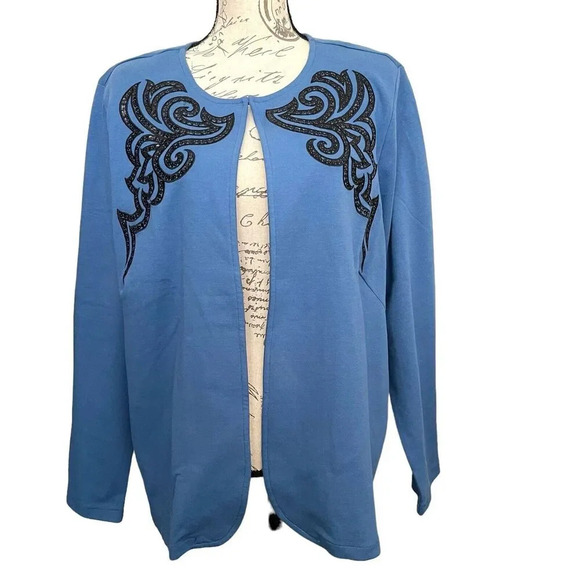 Bob Mackie Wearable Art Open Front Cardigan Size XL Sweater Sequin - Picture 7 of 7